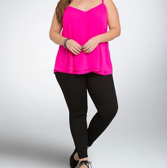 torrid Tops - Torrid | DOUBLE LAYERED CHIFFON HOT PINK CAMISOLE